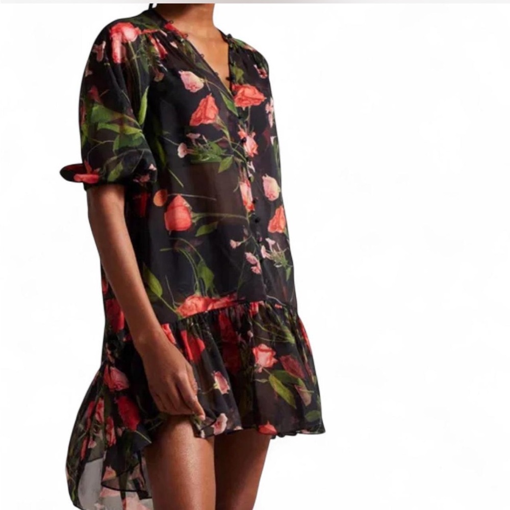 Floral Black Sheer Dress